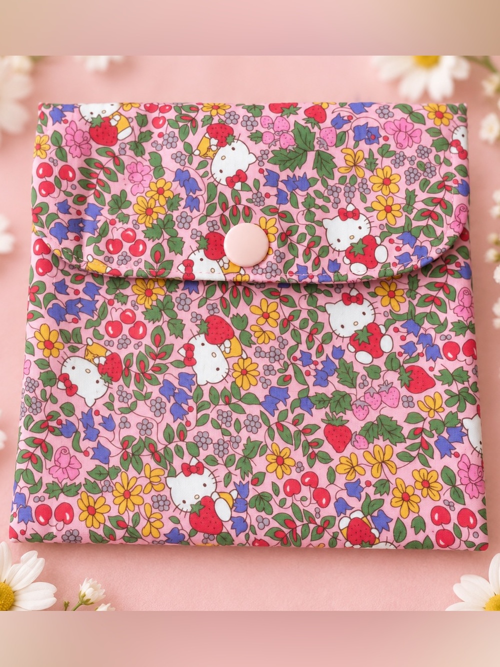 Pink Hello Kitty Floral Foldover Clutch
